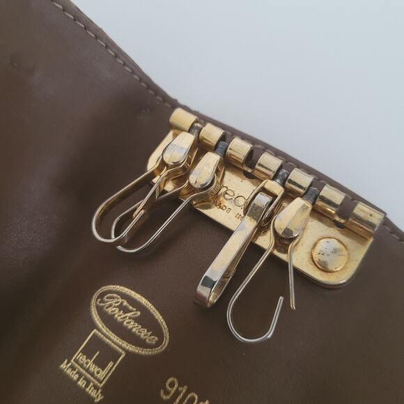 Borbonese Quail Key Case Holder Brown Geniue Suede Leather 4x2 Small Italian - Picture 4 of 8